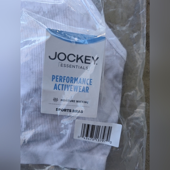 Jockey Essentials White Marbled Racerback Seamfree Jersey Ribbed Sports Bra NWT - Picture 7 of 10